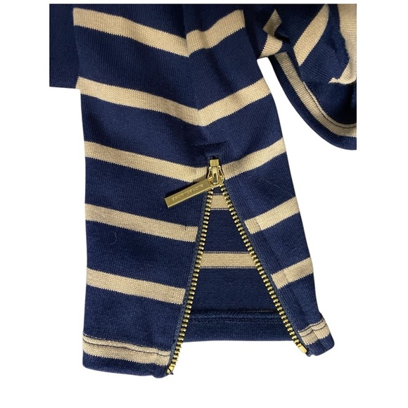 MICHAEL KORS Waterfall Womens Lightweight Cardigan Navy & Tan Striped Cardigan L - Picture 6 of 9